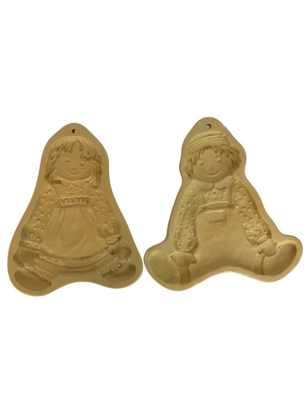 Brown Bag Cookie Art Raggedy Ann & Andy Stoneware Molds 1985 1986